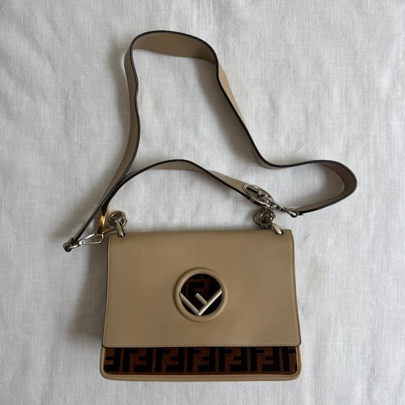Vitello Century Velvet F is Fendi FF Kan I Shoulder Bag Tobacco Amido - Picture 2 of 5